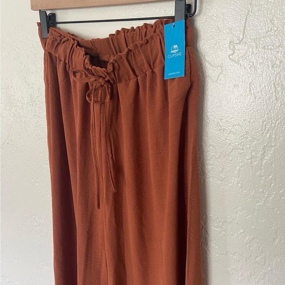 Cupshe Flowy Pants NWT Terra Cotta Color Size S Drawstring Waist - Picture 3 of 3